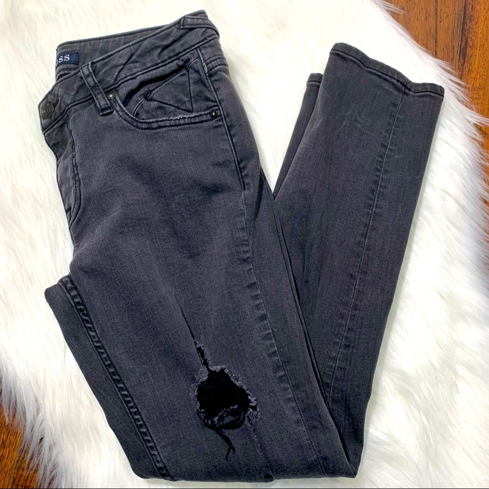 Vigoss Faded Black Destressed Skinny Thompson Tomboy Jeans.